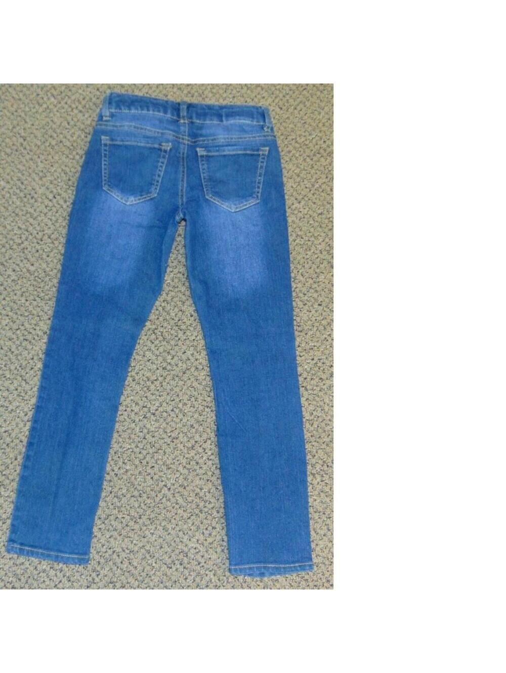 Arizona Jeans 7 Girls Blue Adjustable Waist Embroidered Skinny - Picture 4 of 5
